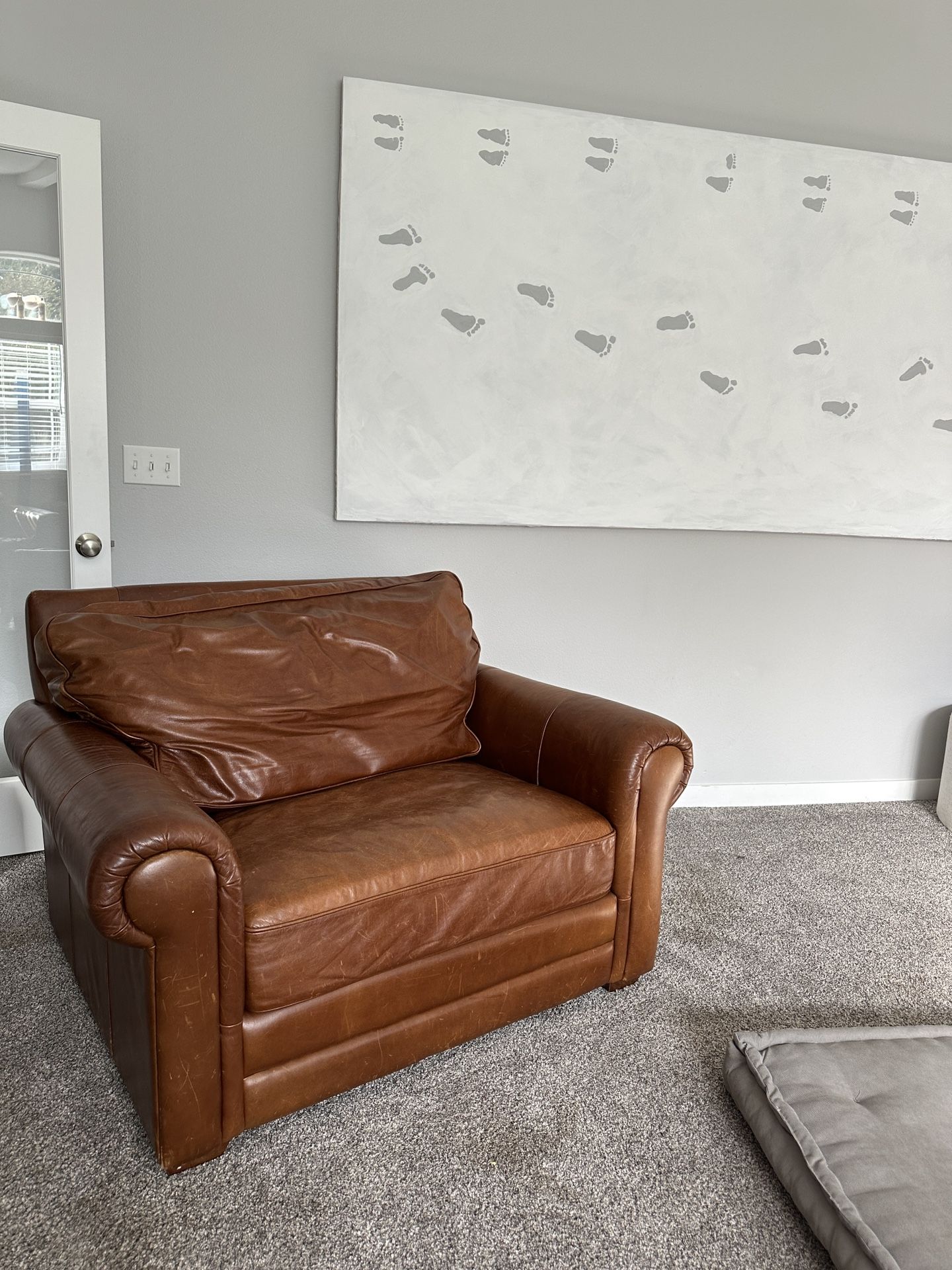 Oversized Tan Leather Chair