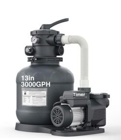 Bomba de filtro de arena de 13 pulgadas para piscina sobre el suelo con temporizador, bombas de piscina de 2/3 HP 3000 GPH sobre el suelo para piscina