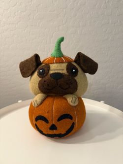 Felt Pug Halloween Pumpkin Figurine