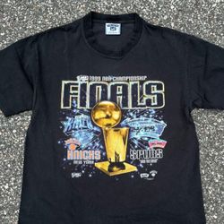VTG 1999 NBA Finals Tee NEW YORK KNICKS SPURS Shirt MENS L RARE Basketball LEE