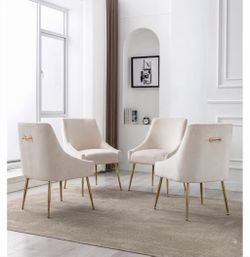 Set of 4- Beige velvet dining chair