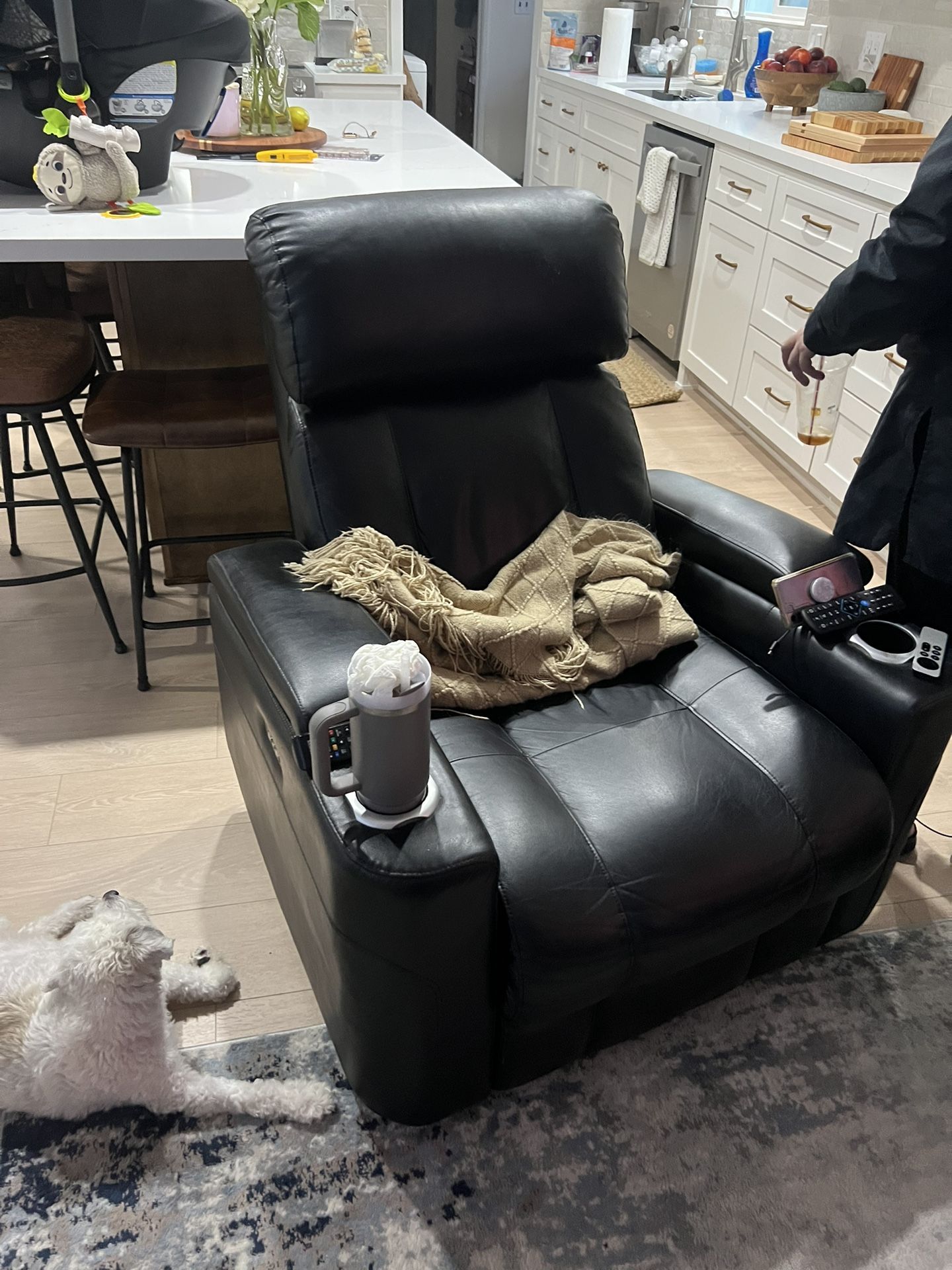 Black Leather Electric Reclining Chair