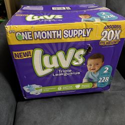 Brand New Box Of 228 Luv Diapers Size 2 