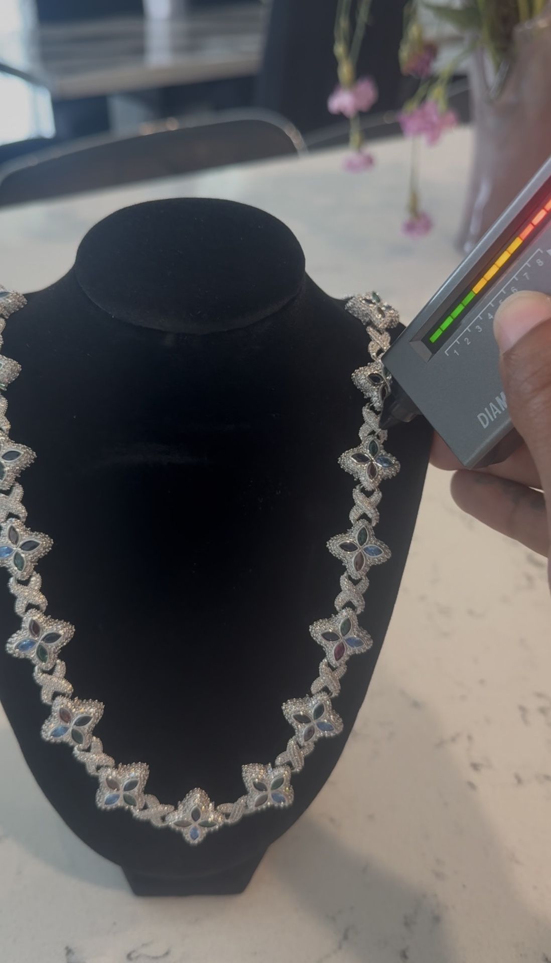 Silver Clover Necklace (Moissanite)