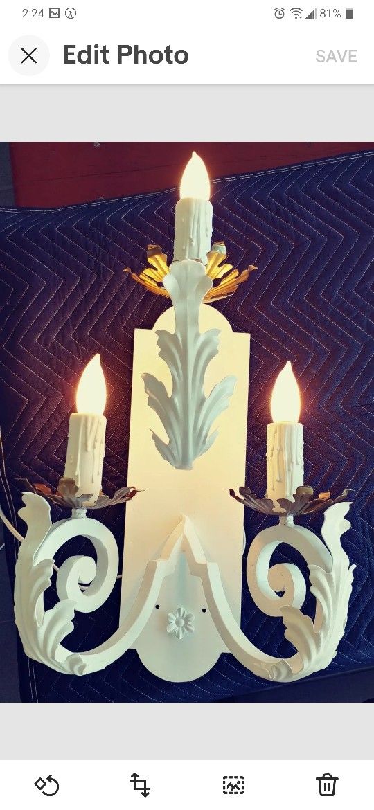Vintage Sconces Pair White Candle Crystal Redone