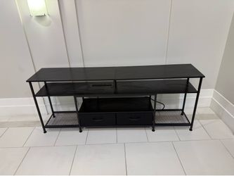 Huuger 63 Inch LED TV Stand for 65 70 Inch TV, Entertainment Center with Open Shelves