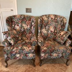 Floral Wingback Armchairs