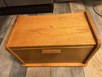vintage wood storage,  bread bin, farmhouse kitchen decor,  drop front cabinet