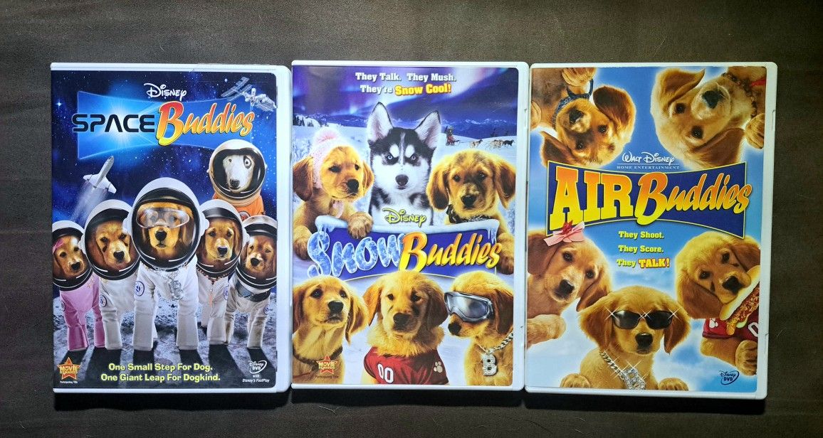 Disney Kids Dvd Bundle Air Buddies Snow Buddies Space Buddies - Dog Movies