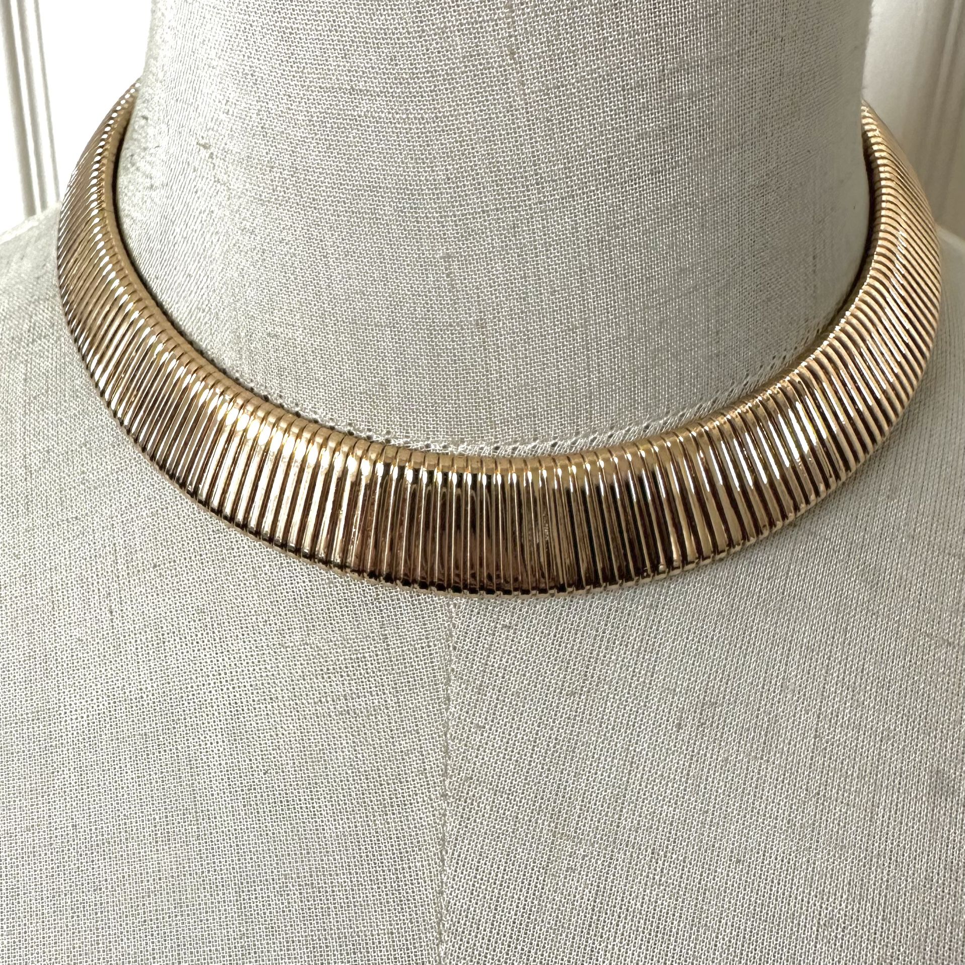 Gold Tone Choker Statement Necklace