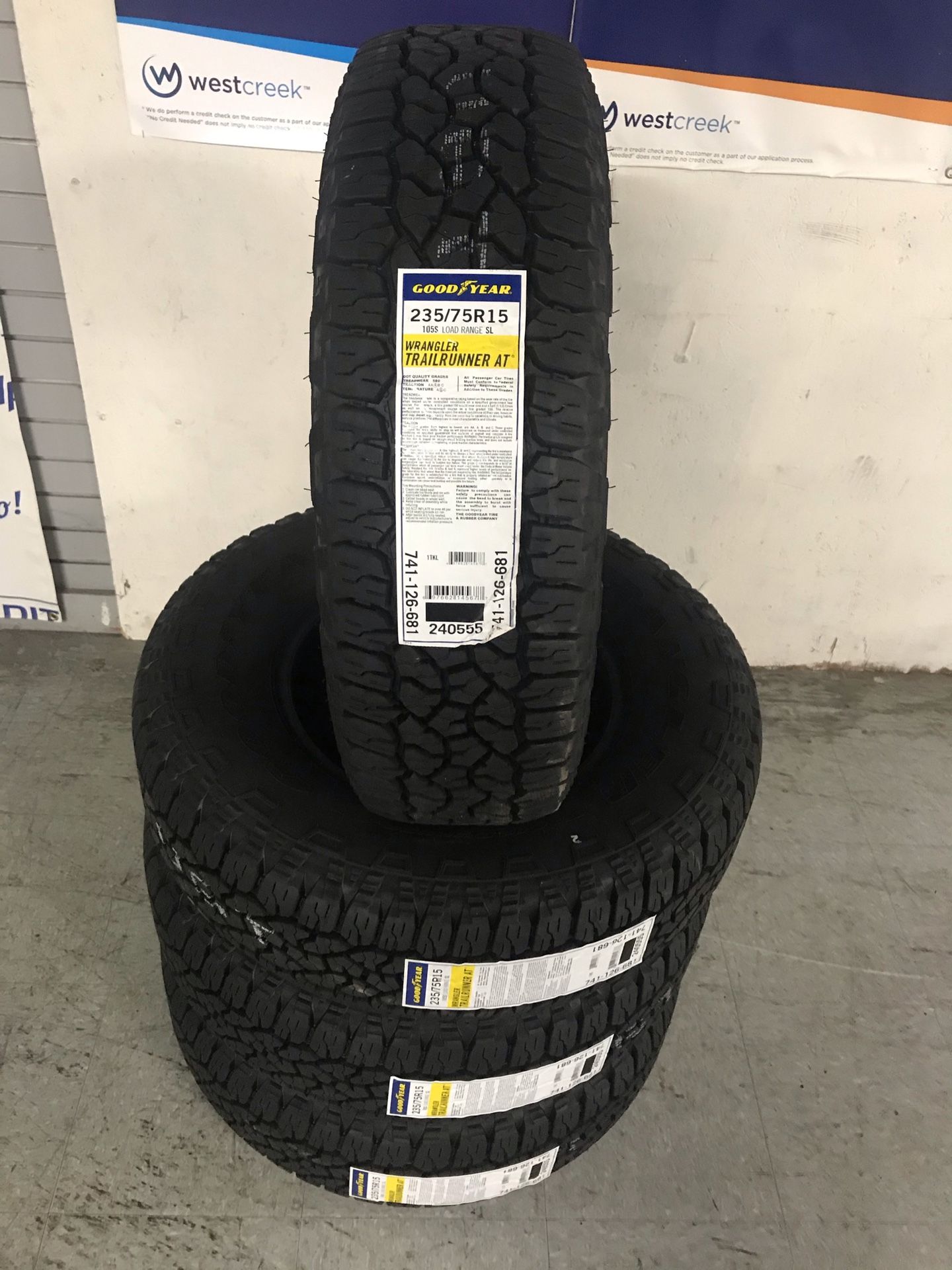 NEW SET OF FOUR: GOODYEAR TIRES 15 Inch