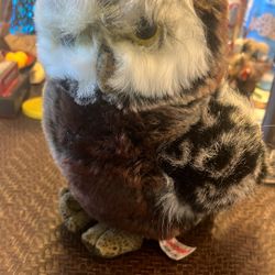 Aurora Barney the Great Horned 9" Owl Stuffed Plush Animal Soft Realistic Bird