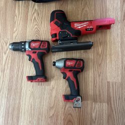 Milwaukee Drill And Impact And Jigsaw 