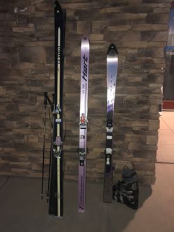 Vintage & Rare Ski Lot includes 3 pair of ski’s, Scott Poles and Head Boots. Hart Solomon