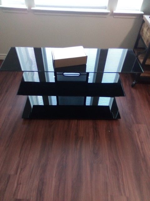 Black 3 Tier Glass TV Stand