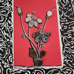 SEA GLASS & ROCK  HANDMADE & CRAFTED Framed ART PICTURES.
