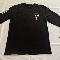 Men Karl Lagerfeld Pullover Sweatshirt Long Sleeve Top Tee Shirt Black Medium M