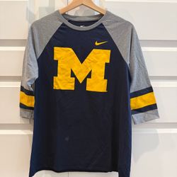 Nike Michigan Wolverines Raglan 3/4 Sleeve Shirt