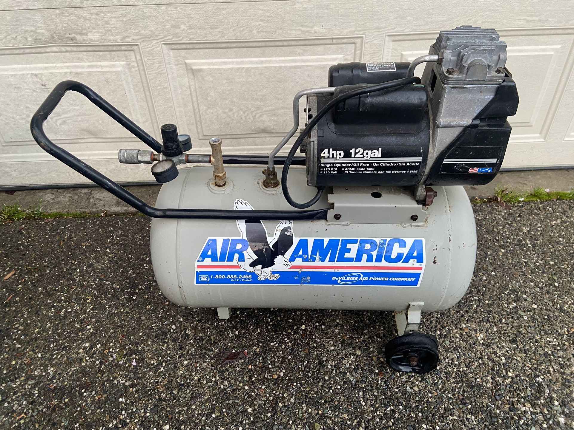 4HP 12Gallon Air America By DeVilbiss Air Compressor Company