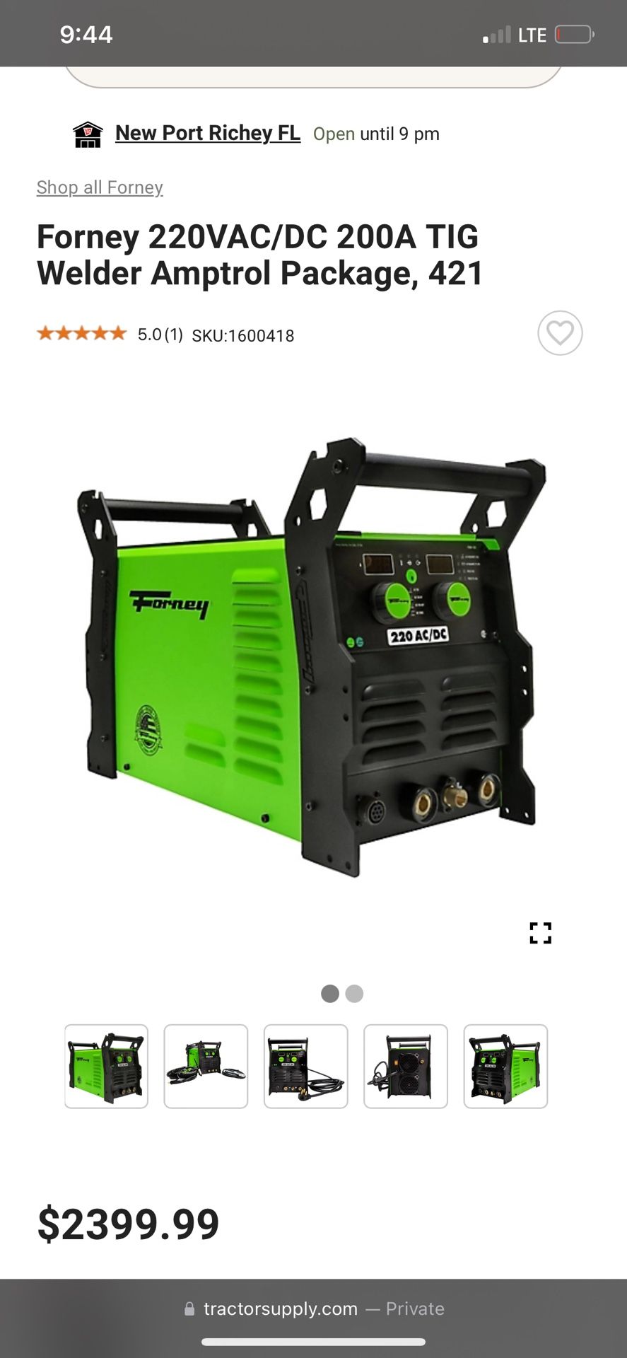 Fourney Model 421 Tig/stick Welder New In Box $1900.00