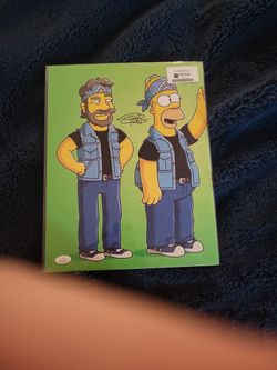 Autographed by TOMMY CHONG, Photo Of Homer Simpson & Chong