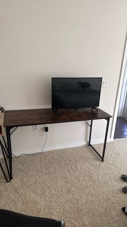 Computer Desk – Wood Top with Black Metal Frame