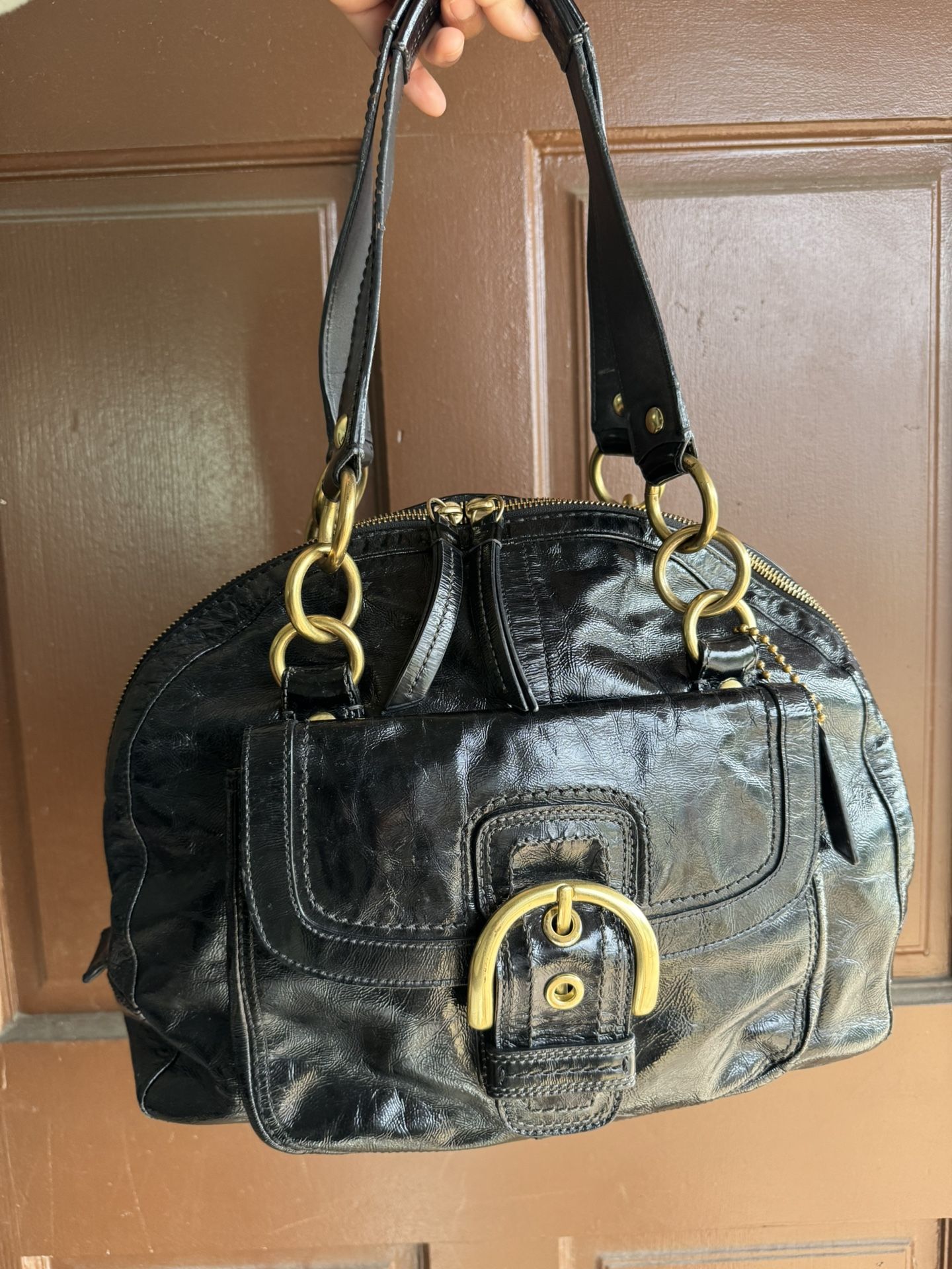 Coach Black Patent Leather With Hardware