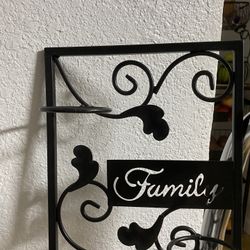 Approx 8"x9" Wall Hanging Family Tea Light Candle Holder Black Metal