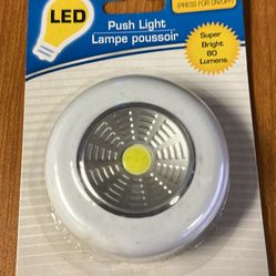 LED Push Light  80 Lumens- Self-Adhesive. It takes 3 AAA bates ( Not included)