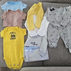 Lot Of 9 Newborn Boy Clothes- Carter's & Just One You