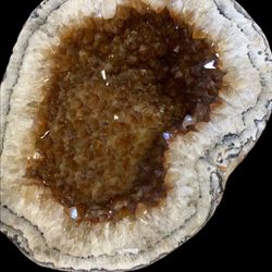 Citrine Geode Collectible  Glass Top Table