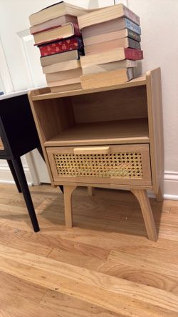 Light Wood Short Bedside Table with drawer.