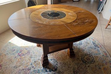 Large Round Table with Built in Lazy Susan