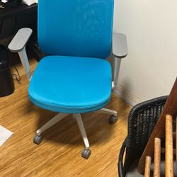 Blue With White Adjustable Desk Chair