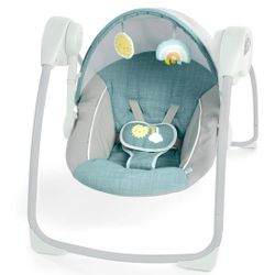 Ingenuity: ity by Ingenuity Sun Valley Canopy Portable Swing - Canopy, 2 Toys, 2-Position Seat Recline, Unisex, for Ages 0-9 Months, Grey
