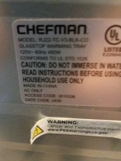 Chefman Glasstop Warming Tray
