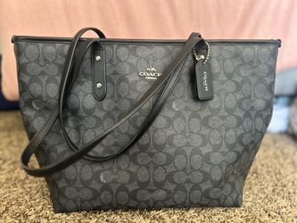 COACH Signature Monogram Black Grey Tote Bag