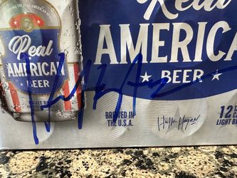 REAL Hulk Hogan Signed AUTOGRAPH REAL AMERICAN 12 PACK BEER CASE  Hulkmania, WWE, 