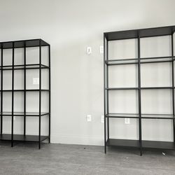 Two Glass And Metal Bookshelves Or Display Units 