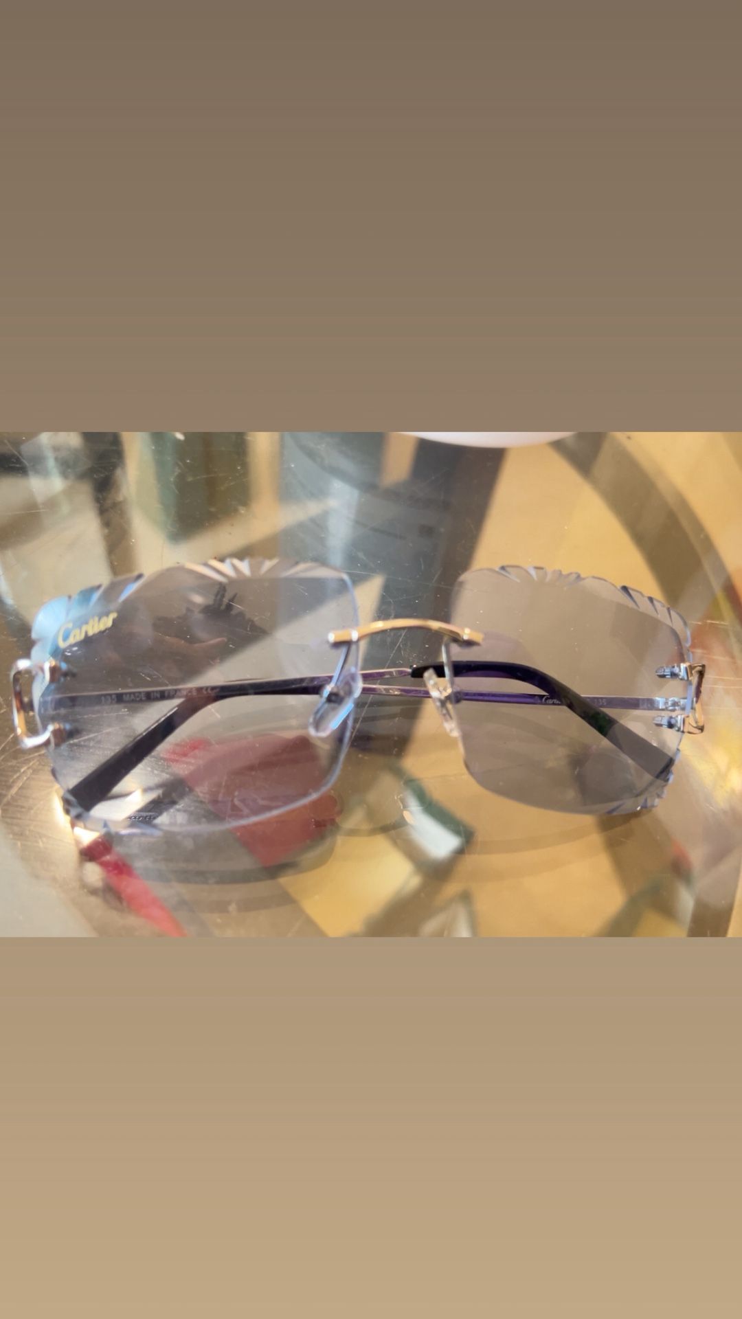 Cartier Classic C Rimless Diamond Cut glasses CT0092O ( blue lenses) 135mm