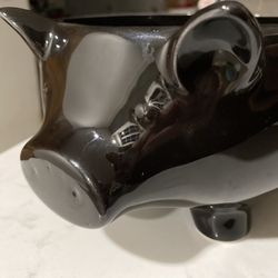 Adorable New Black Ceramic Pig Bowl / Pot -  Good Sized 