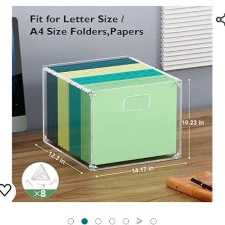 MaxGear Hanging File Organizer Box, Acrylic File Folder Organizer with Handles, Clear File Box
