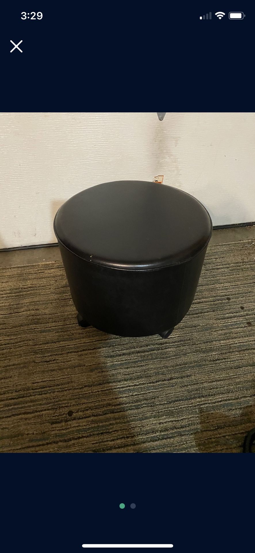 Faux leather ottoman