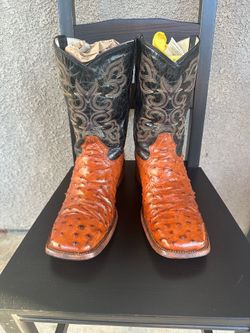 Genuine Full Quill Ostrich Cowboy Boots – 10.5 EE – Excellent Condition