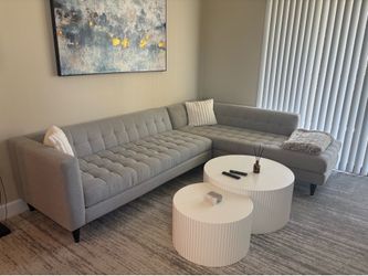 Living Spaces Modern Light Gray Sectional Sofa