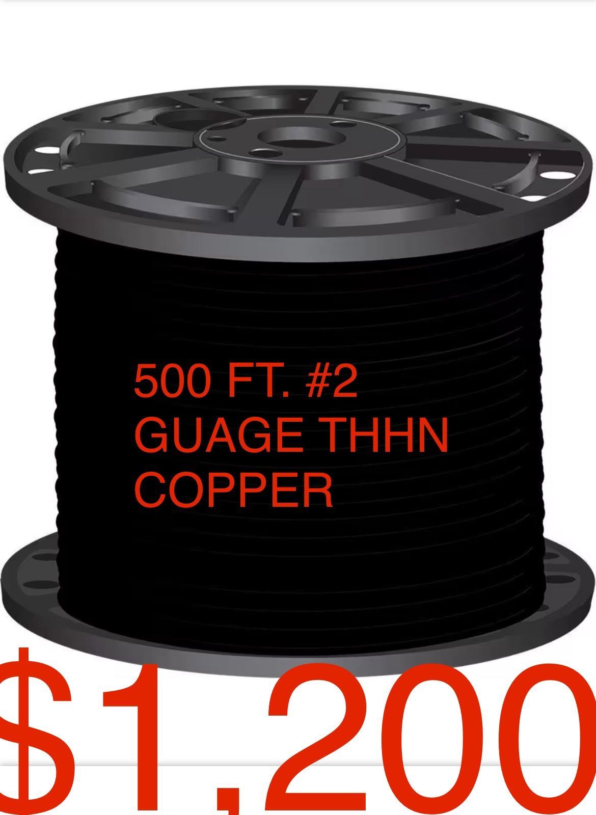 #2 AWG STRANDED COPPER 500ft.