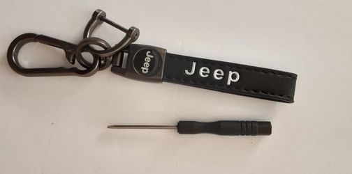 Genuine Black Leather Jeep Wrangler Car Key Fob Key Chain Patriot Grand Commander New 