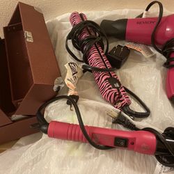 Blow  Dryer, Flatiron, Curling Wand And Makeup Box 