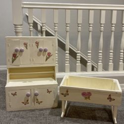 Vintage Wooden Wardrobe and Crib