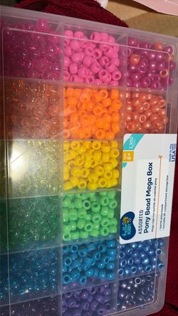 Box sort of beads pink purple blue yellow orange gold green